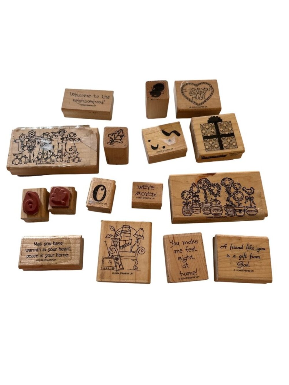 Vintage Wooden Rubber Stamp Lot Stampin Up & Craft Smart Assorted Designs